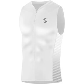 Synergy Men's Race Tri Singlet (White/Gray, Medium)