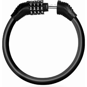 SPROUTER Bike Cable Lock Combo, Anti-Theft, Portable, Resettable, 4-Digit Combination, 12CM Diameter, Black