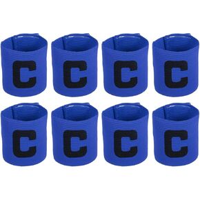 MECCANIXITY Soccer Captain Armband, Captain Arm Bands for Soccer Elastic Captain C Arm Band Sports Captain Armbands for Football Team Training Youth & Adult Blue, Pack of 8
