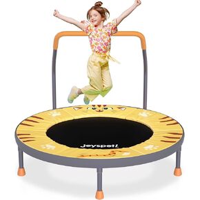 3FT Kids Foldable Trampoline with Adjustable Handlebar, 36'' Mini Indoor Outdoor Trampoline, Supports Up to 150 lbs, Cute Cat Perfect for Toddlers Children, Jumping Mat for Fitness Garden Workouts
