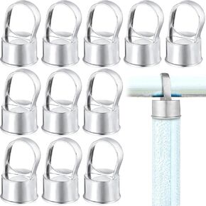 Therwen Chain Link Fence Ring Cap Aluminum Chainlink Parts Eye Top Outdoor Rail Fencing Repair Hardware (12 Pcs,1 7/8" (fits 1 5/8" Od) X 1 3/8")