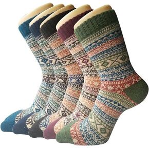 Women's Wool Winter Socks (5-Pack). Thick Knit, Cozy Crew Socks for Hiking and Cold Weather