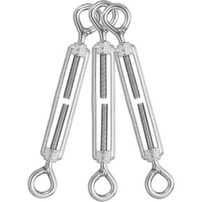 MECCANIXITY M5 Eye and Eye Turnbuckles for Cable Wire Rope Tension, 304 Stainless Steel Turnbuckle Adjustable for Shade Sail String Light Hanging Pack of 3