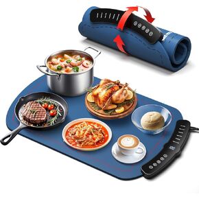 Warming Mat for Food, Food Warming Mat with 7 Temp Master Adjustable Warming Tray, Thermochromic Line, Electric Warming Tray for Buffets Party, Food Warmers