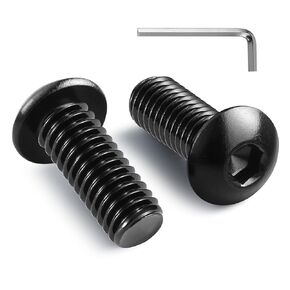 1/4-20 x 1-3/4 Inch Button Head Socket Cap Bolts Screws,304 Stainless Steel 18-8,Fully Threaded,Black Zinc Plated,with Hex Spanner(20Pcs)
