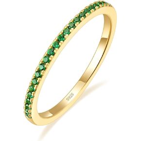 EAMTI CZ Wedding Band for Women 925 Sterling Silver Half Eternity Stackable Ring Size 3-13
