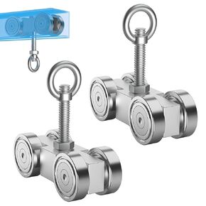 4 Wheel Trolley Assembly Rollers Trolley - Silent M10 Bolt and Nuts - Use with 1-5/8" Wide and All 1-5/8" Unistrut Strut Channel (Silver-2 Set)