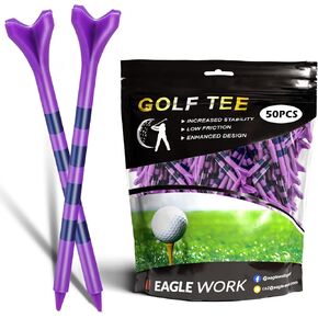 4 Prongs Golf Tees, Easy Height Control and Tee Up, Reduce Friction and Side Spin, Pack of 50/100, 3-1/4" or 2-3/4", Durable and Stable Plastic Tees