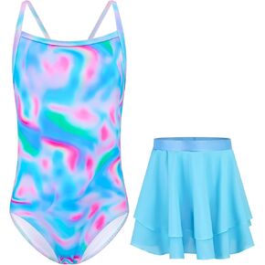 Girls Swimsuit One Piece Bathing Suit Sleeveless Swimwear Matching Skirts for Toddler Kids Swim Surfing