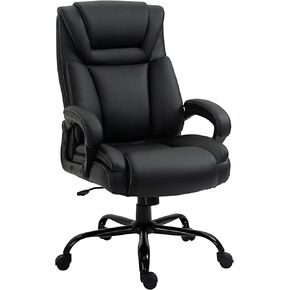 Vinsetto Big and Tall 400lbs Executive Office Chair with Wide Seat, Computer Desk Chair with High Back PU Leather Ergonomic Upholstery, Adjustable Height and Swivel Wheels, White in Kuwait