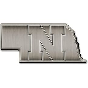 Rico Industries NCAA Nebraska Cornhuskers Antique Auto Emblem Antique Nickel Auto Emblem for Car/Truck/SUV