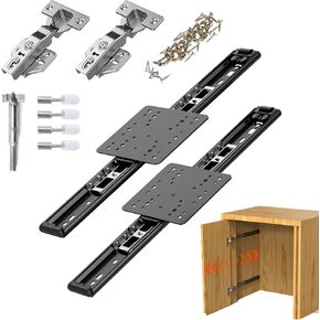 Pocket Door Slides, Included The Slides and The Hinges,Pocket Door Hardware for Inset Door,Cabinet Door (4, 12 inch)
