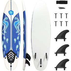 RIVALLYCOOL 6FT Surfboard, Inflatable Long Surfing Board with Removable Fins & Safety Leash, Lightweight Non-Slip Paddle Board for All Surfing Skill Levels (White)