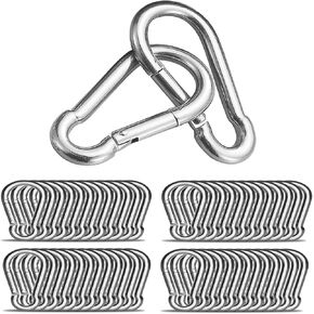 50pcs 2Inch Safety Spring Snap Hooks, Ailengy M5 Galvanized Steel Quick Link Carabiner Clip Hooks, Heavy Duty Steel Clip Buckle for Camping Hiking, Hiking Boating, Fishing, and Traveling