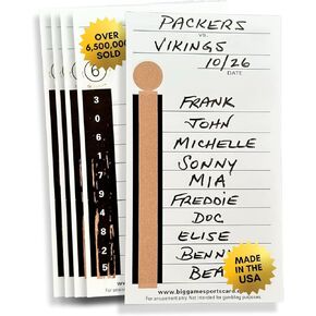 10 Line Football Sports Strip Cards - 50 Cards with Different Number Sequences - Made in The USA - Over 6,500,000 Cards Sold - for Basketball, Baseball, Ice Hockey, Soccer, Volleyball & Rugby Games