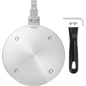 uxcell Heat Diffuser Plate for Gas Stove 8 Inch Round Heat Conduction Induction Adapter Plate with Separable Handle Cookware Protector for Cookware Heat Cooking Unfreeze, Silver/Black
