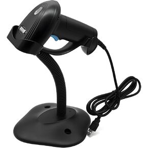 Barcode Scanner with Stand, USB Wired 1D 2D QR Code Inventory Scanner with Automatic Screen Scanning for Computer POS, Handheld CMOS Image Bar Code Reader for Warehouse Library Supermarket