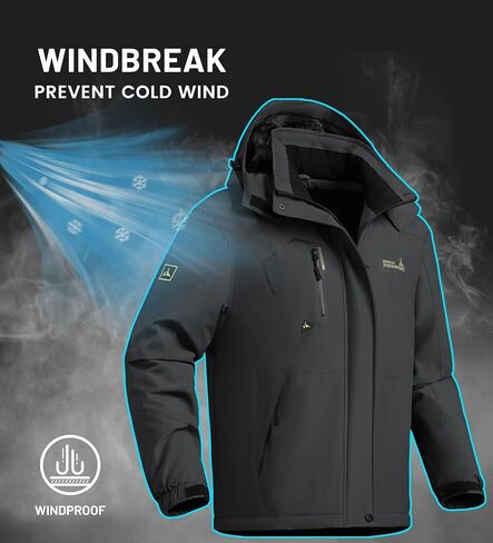 Ski Jacket for Men Waterproof Warm Winter Snow Coat for Hiking in Saudi Arabia