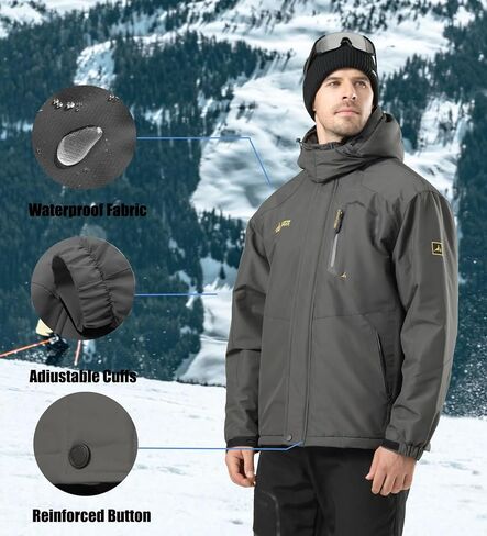 Ski Jacket for Men Waterproof Warm Winter Snow Coat for Hiking in Saudi Arabia