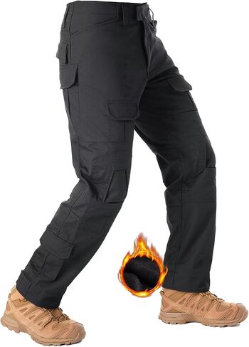 TRGPSG Men's Fleece Lined Hiking Pants, Winter Cargo Pants, Snow Ski Pants Tactical Outdoor Trousers with Multi-Pocket. in Kuwait