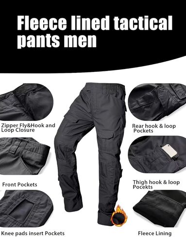 TRGPSG Men's Fleece Lined Hiking Pants, Winter Cargo Pants, Snow Ski Pants Tactical Outdoor Trousers with Multi-Pocket. in Kuwait