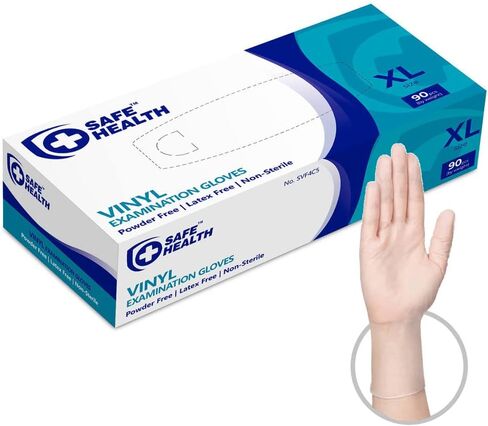 Safe Health Vinyl Exam Disposable Gloves, Free of Latex & Powder, Clear, 3.5 Mil, Medical Grade in Saudi Arabia