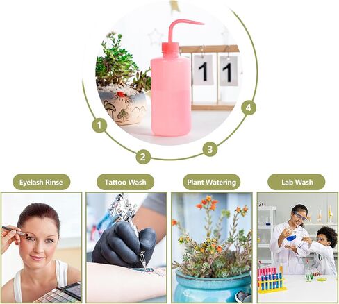 Melphoe 2Pcs 250ml 500ml Tattoo Wash Bottle, Plastic Squeeze Medical Lab Washing Bottle, Succulent Watering Can, Lash Water Bottle, 750ml, Pink in Saudi Arabia