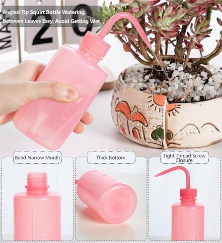 Melphoe 2Pcs 250ml 500ml Tattoo Wash Bottle, Plastic Squeeze Medical Lab Washing Bottle, Succulent Watering Can, Lash Water Bottle, 750ml, Pink in Saudi Arabia