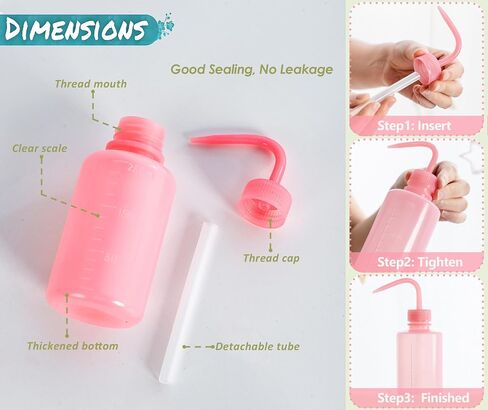 Melphoe 2Pcs 250ml 500ml Tattoo Wash Bottle, Plastic Squeeze Medical Lab Washing Bottle, Succulent Watering Can, Lash Water Bottle, 750ml, Pink in Saudi Arabia