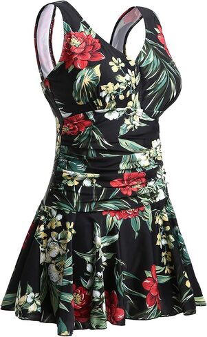 MiYang Women's Plus-Size Flower Printing Shaping Body One Piece Swim Dresses Swimsuit in Kuwait