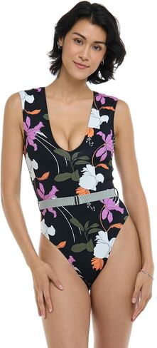 Body Glove Women's Standard Ezry V-Neck One Piece Swimsuit with Belted Detail in Kuwait
