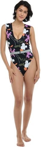 Body Glove Women's Standard Ezry V-Neck One Piece Swimsuit with Belted Detail in Kuwait