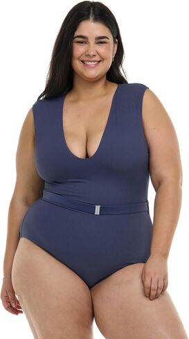 Body Glove Women's Standard Ezry V-Neck One Piece Swimsuit with Belted Detail in Kuwait