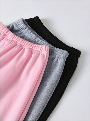 Floerns Girl's 3 Pcs Elastic Waist Athletic Sweatpants Solid Running Jogger Pants in Saudi Arabia