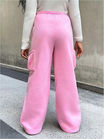 Girl's Straight Leg Sweatpants Drawstring High Waisted Pocket Baggy Pants Long Casual Track Pants in Saudi Arabia
