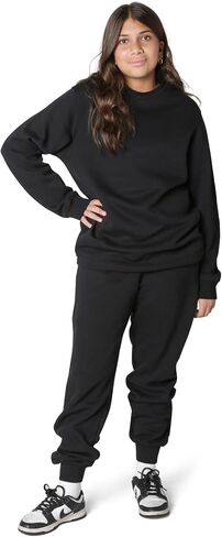 EVERYDAY KIDS Girls’ Black Cotton Fleece Sweatpants; Girls’ Activewear Jogger Pants - Soft and Breathable Cotton/Poly Blend (Size 18/20, Black) in Kuwait