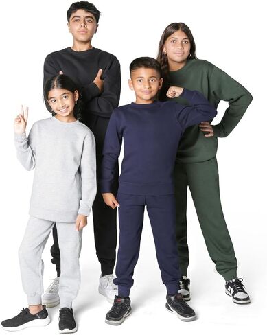 EVERYDAY KIDS Girls’ Black Cotton Fleece Sweatpants; Girls’ Activewear Jogger Pants - Soft and Breathable Cotton/Poly Blend (Size 18/20, Black) in Kuwait