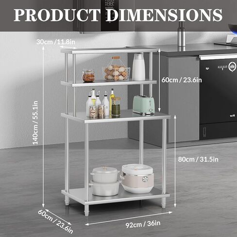 Stainless Steel Work Table with Overshelves, 30 x 24 Inch Heavy Duty Kitchen Prep Table with Adjustable Shelf for Commercial Restaurant, Warehouse, Garage in Kuwait