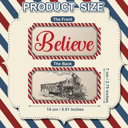 Christmas Believe Ticket Train Ticket for Kids Believe Ticket Paperboard Tickets Sign Decor Funny Christmas Believe Ticket for Kid Carnival Christmas Party (48 Pcs) in Saudi Arabia