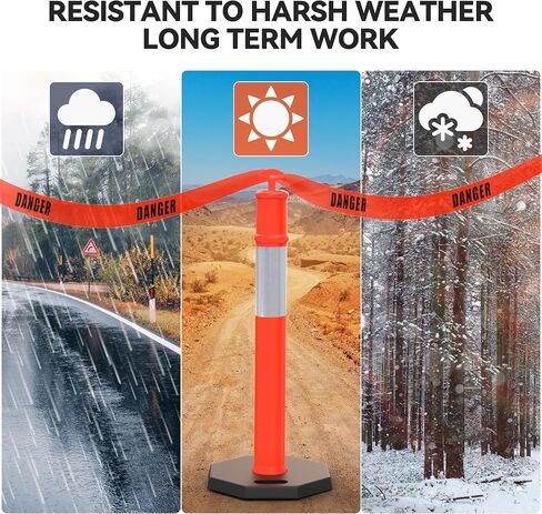 YITAHOME Delineator Post with Base, 4 Pack Traffic Delineator Posts with Reflective Collars, 45 inch Delineator Post Cones for Parking Lots, Road Safety, Construction Events in Saudi Arabia
