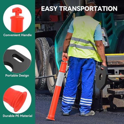 YITAHOME Delineator Post with Base, 4 Pack Traffic Delineator Posts with Reflective Collars, 45 inch Delineator Post Cones for Parking Lots, Road Safety, Construction Events in Saudi Arabia