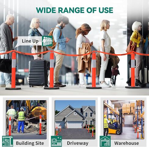 YITAHOME Delineator Post with Base, 4 Pack Traffic Delineator Posts with Reflective Collars, 45 inch Delineator Post Cones for Parking Lots, Road Safety, Construction Events in Saudi Arabia