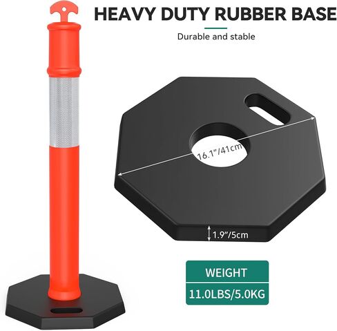 YITAHOME Delineator Post with Base, 4 Pack Traffic Delineator Posts with Reflective Collars, 45 inch Delineator Post Cones for Parking Lots, Road Safety, Construction Events in Saudi Arabia