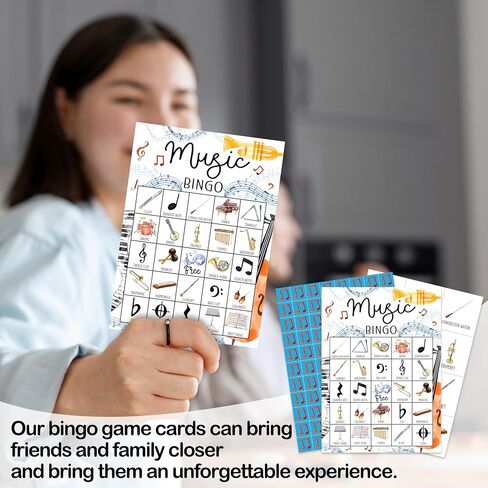 Music Bingo Games For Adults, Music Birthday Party Bingo Game Set, Music Games Bingo Cards, Music Themed Bingo Favors For Family Singers Music Lovers, Music Party Activity Game Decor & Supplies -03 in Saudi Arabia