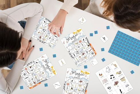 Music Bingo Games For Adults, Music Birthday Party Bingo Game Set, Music Games Bingo Cards, Music Themed Bingo Favors For Family Singers Music Lovers, Music Party Activity Game Decor & Supplies -03 in Saudi Arabia
