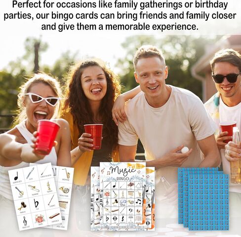 Music Bingo Games For Adults, Music Birthday Party Bingo Game Set, Music Games Bingo Cards, Music Themed Bingo Favors For Family Singers Music Lovers, Music Party Activity Game Decor & Supplies -03 in Saudi Arabia