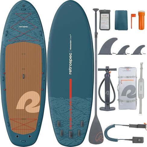 Retrospec Weekender Crew بطول 12 قدمًا وXL لوح مجداف متعدد الأشخاص من أجل 2-5 أشخاص، مقاوم للثقب ومتين، سعة 500 و1050 رطل خفيف الوزن iSUP لوح مجداف قابل للنفخ in Kuwait