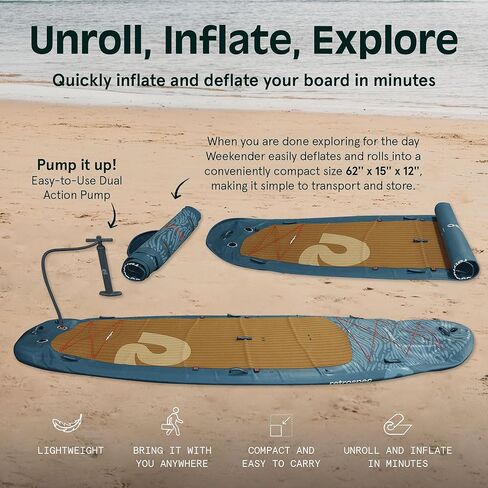 Retrospec Weekender Crew بطول 12 قدمًا وXL لوح مجداف متعدد الأشخاص من أجل 2-5 أشخاص، مقاوم للثقب ومتين، سعة 500 و1050 رطل خفيف الوزن iSUP لوح مجداف قابل للنفخ in Kuwait