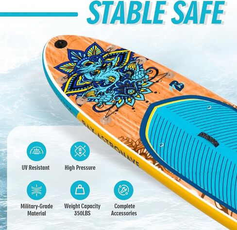 Inflatable Stand Up Paddle Board 11' x 32'' x 6'' Paddleboard with Sup Accessories Backpack, Pump, Adjustable Leash for Adults & Youth of All Skill Levels in Saudi Arabia