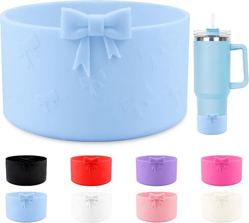 حذاء سيليكون واقي بفيونكة، متوافق مع كوب ستانلي 20/30/40 أونصة، لحذاء Hydroflask 12-24 أونصة، المزيد من الزجاجات بقاعدة 2.95 بوصة، لحذاء ستانلي لملحقات كأس ستانلي (وردي) in Kuwait